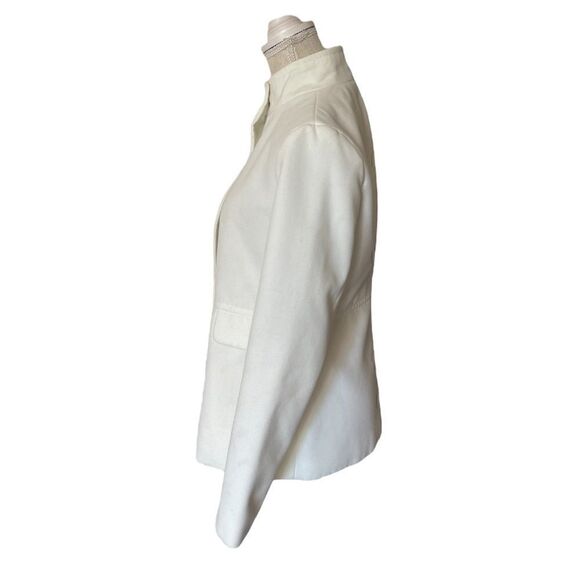 Old Navy White Cropped Pea-Coat Button Down Flap Pockets High Mandarin Collar - Picture 7 of 13